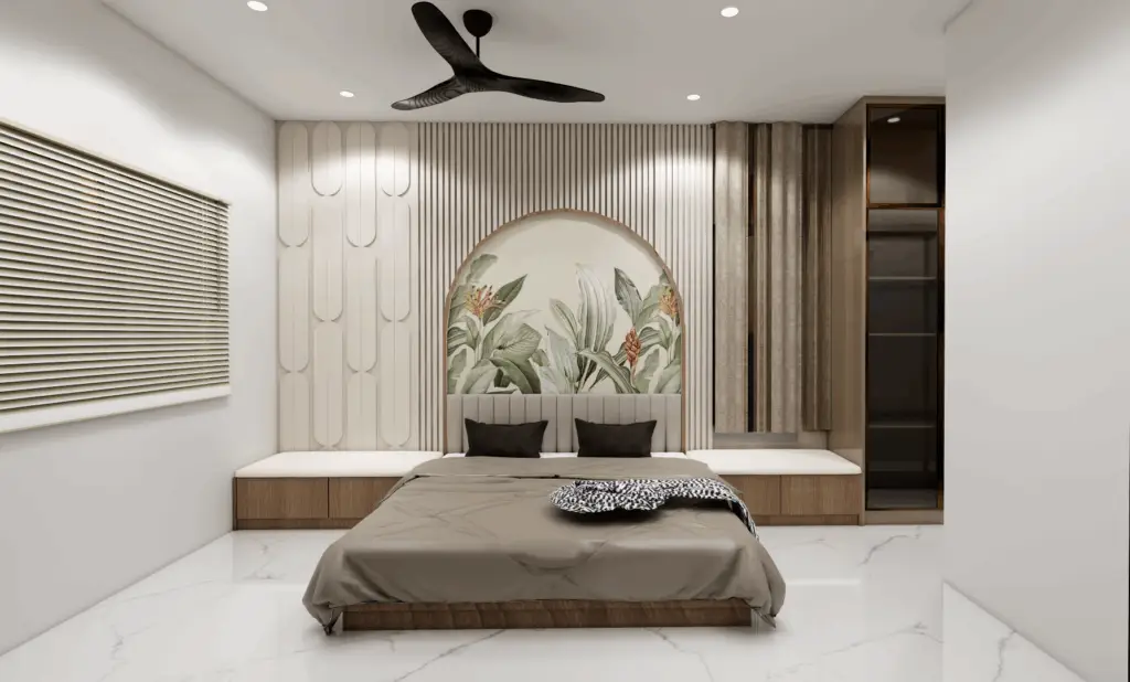 Interior Design Blog | Latest Home Decor Ideas & Interior Design Inspiration | Untold Concepts – Luxury Interior Designers in Chennai Modern bedroom interior with custom wall paneling, warm lighting, and minimalist décor design by Untold Concepts.