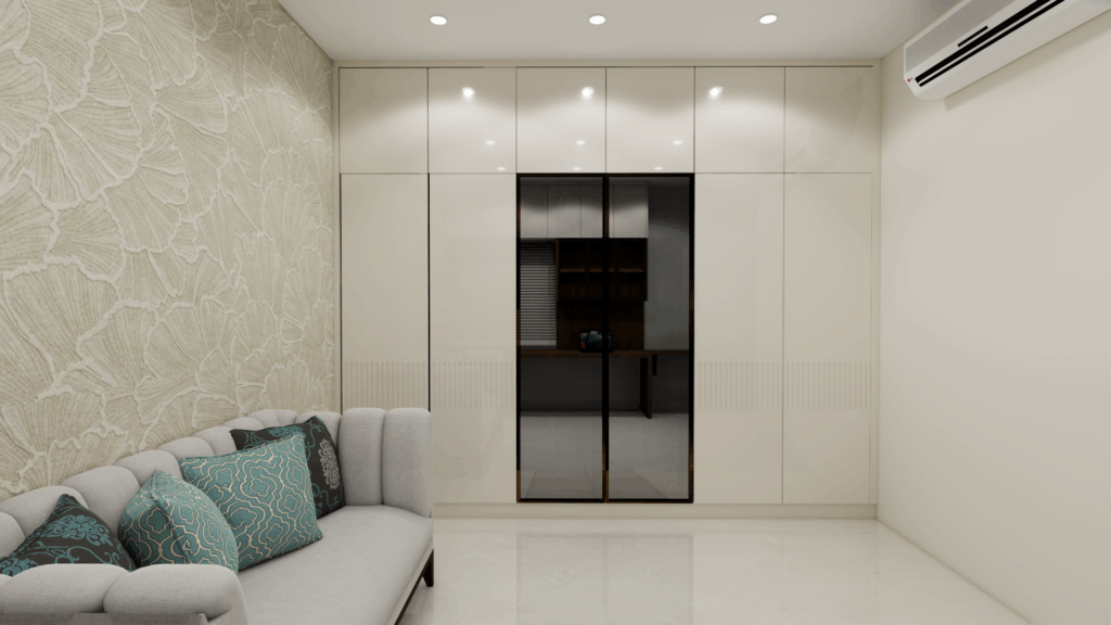 Royal white base Themed Interior design and modern minimalistic and Scandinavian theme living room and bedroom design by untold concepts 