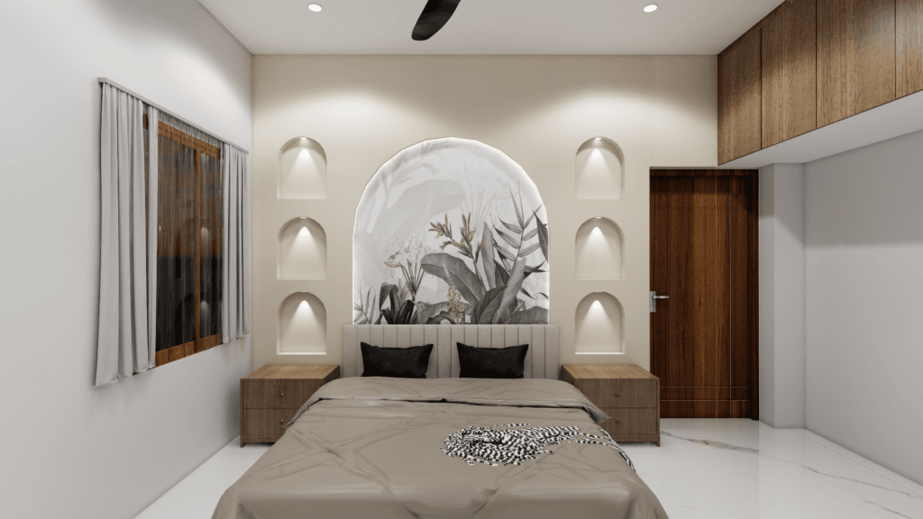Elegant residential bedroom interior design in Chennai
