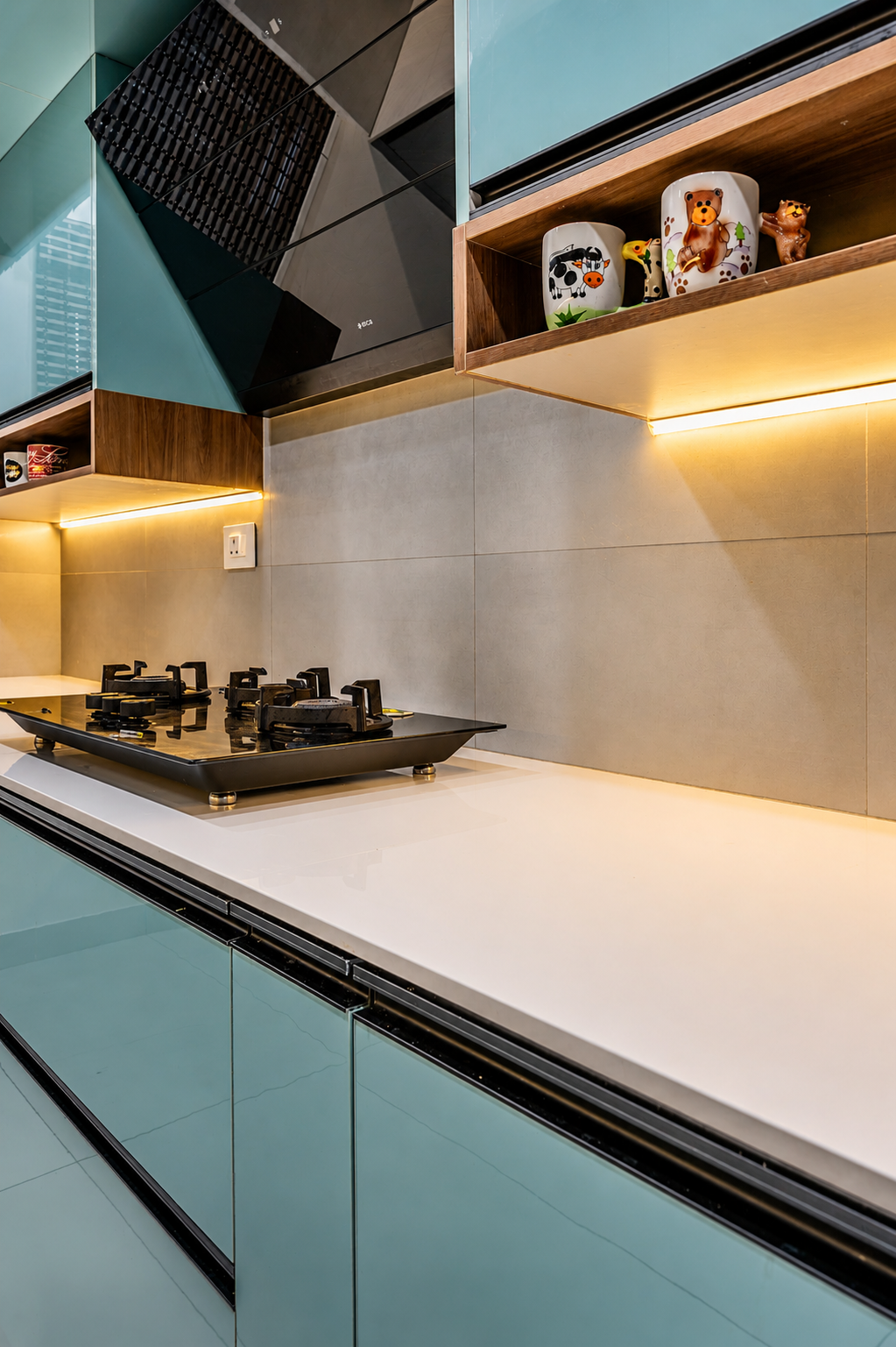 Acrylic finished premium modular kitchen work by untold concepts