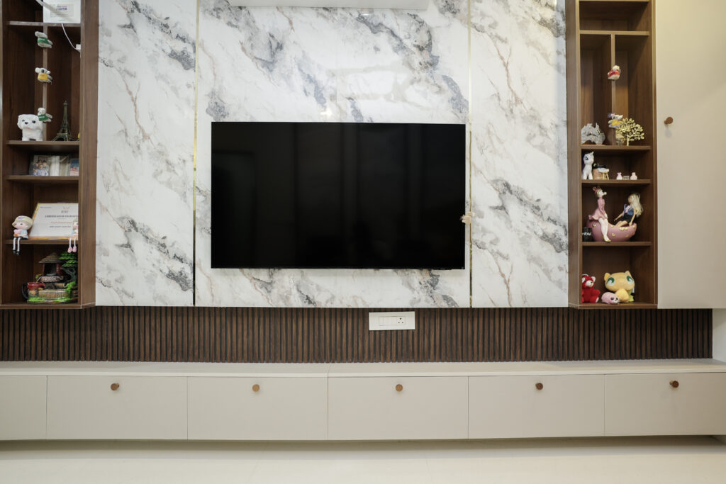 Interior Design Blog | Latest Home Decor Ideas & Interior Design Inspiration | Untold Concepts – Luxury Interior Designers in Chennai Tv unit max storage spaced granite finished laminated by untold concepts
