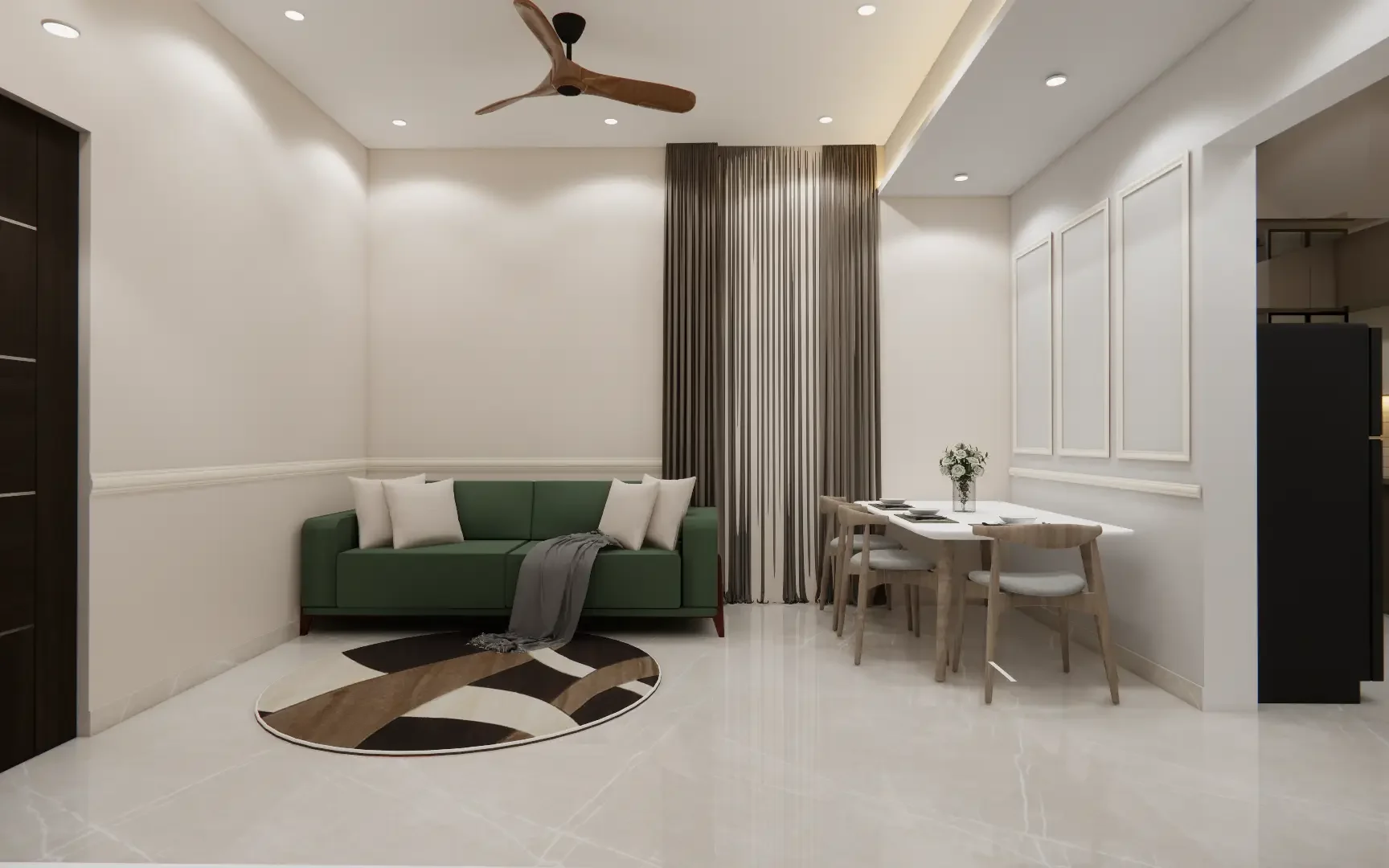 liv v1 (2) Living room with Royal Paige Colors and forest Green furniture Setup
