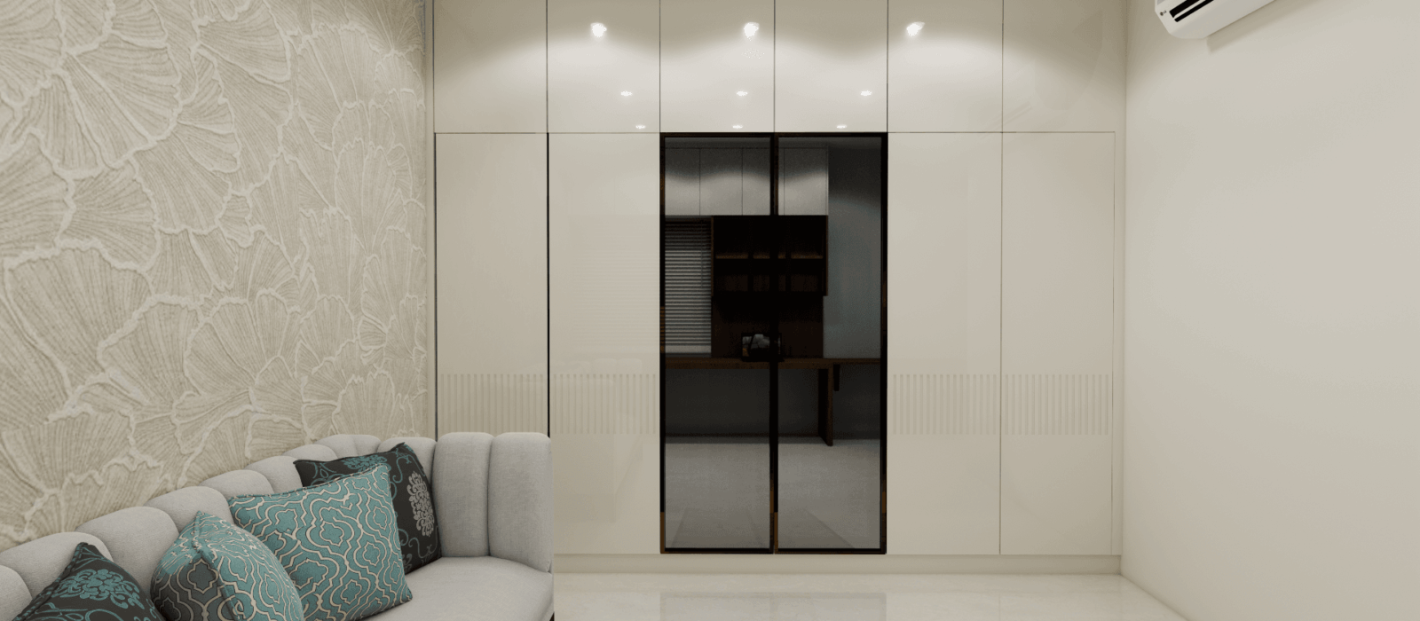 Untold concepts Designed Royal white base Themed Interior design and modern minimalistic and Scandinavian theme living room and bedroom design by untold concepts