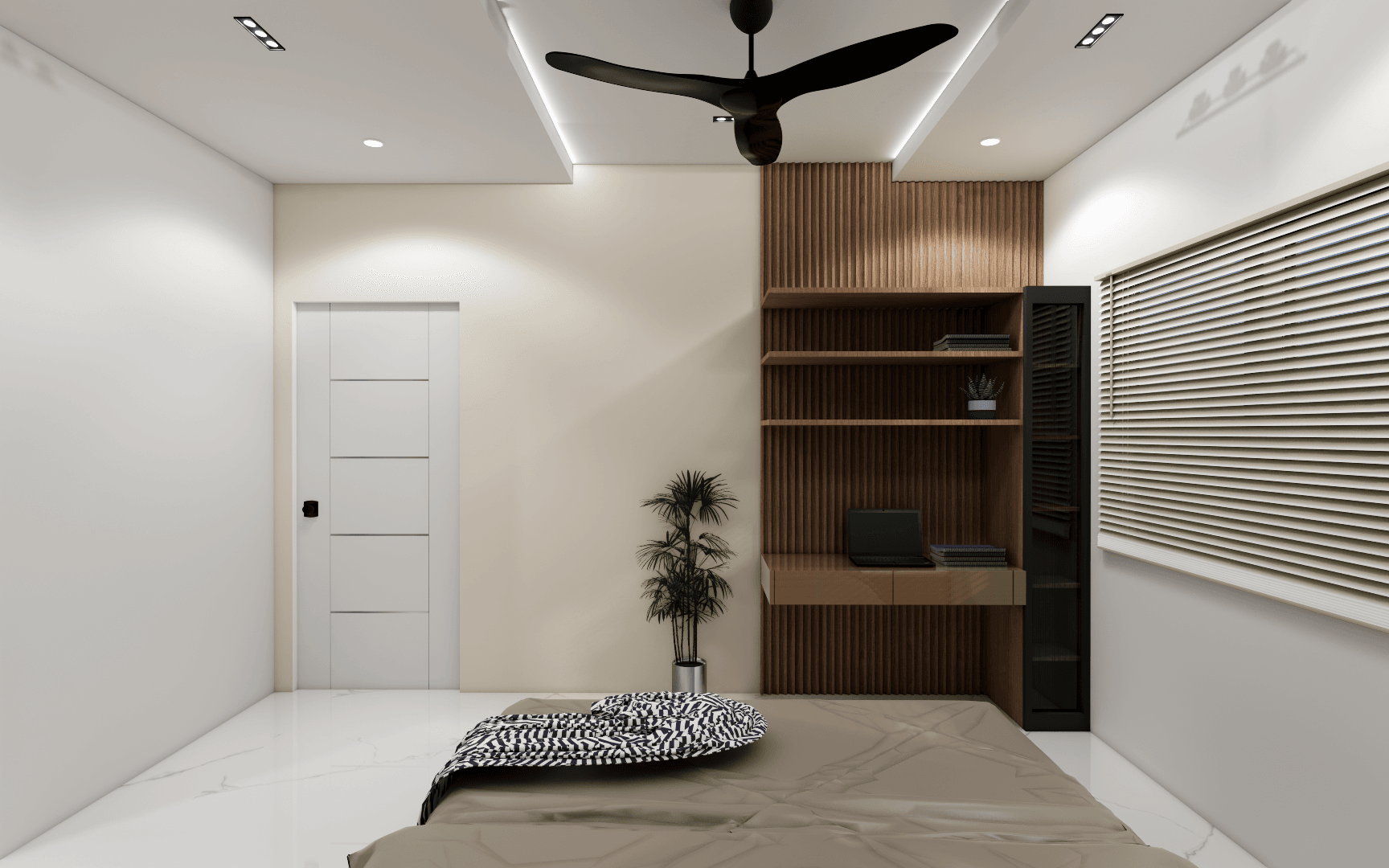 2 Elegant residential bedroom interior design in Chennai