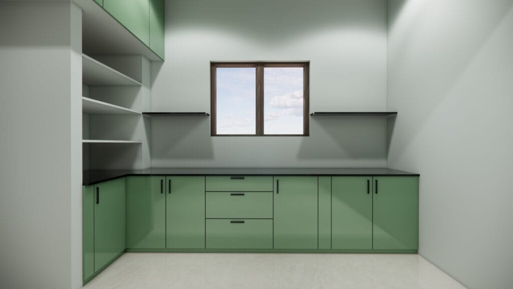 Laminate vs Acrylic Kitchen Cabinets: Which is Better for Modern Kitchens? | Untold Concepts – Luxury Interior Designers in Chennai Modern kitchen interior design in Chennai with custom storage and sleek finishes.