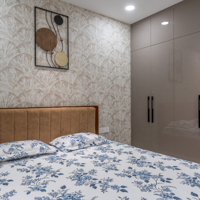 HiResPhotos-20 Cozy bedroom with maroon ceiling creating a warm and intimate atmosphere